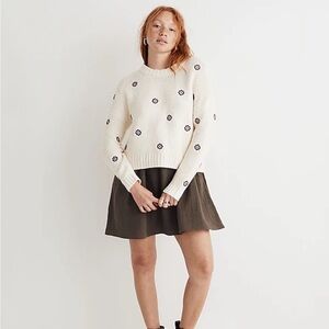 Madewell cream medallion embroidered pullover sweater